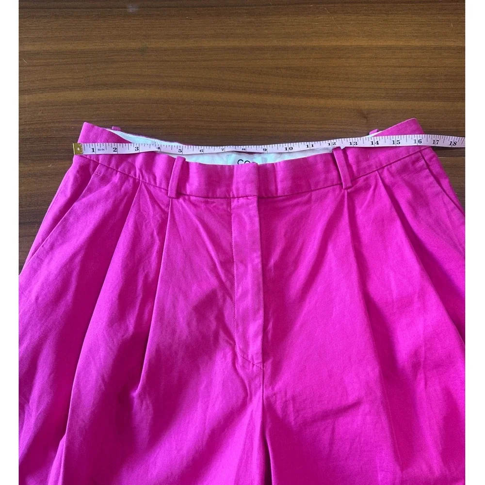COS Pleated Wide Leg Trousers 100% Cotton Size 12 Pink Statement Minimalist